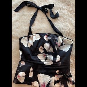 White Black strapless floral top